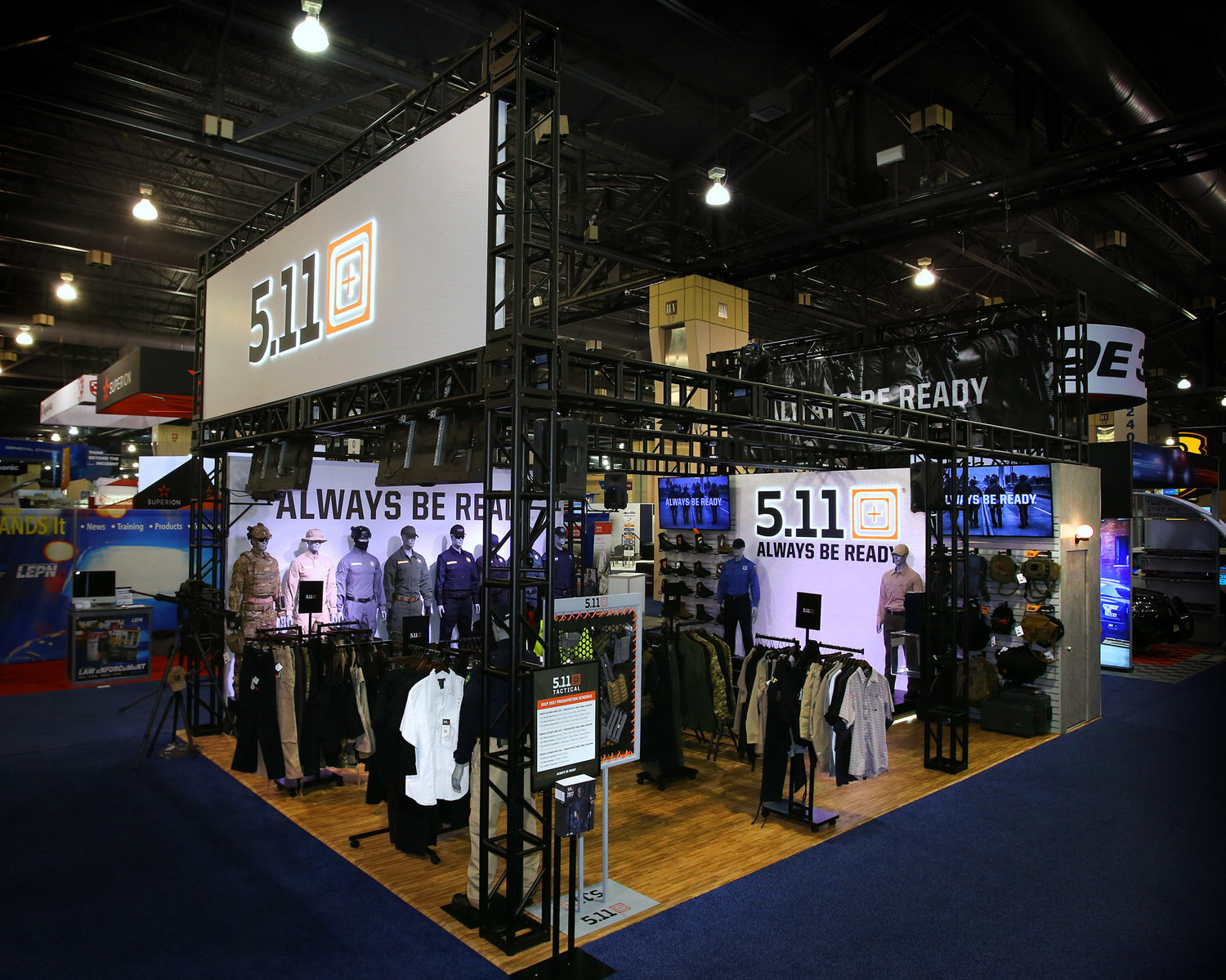Finished 5.11 Tactical island booth on the show floor